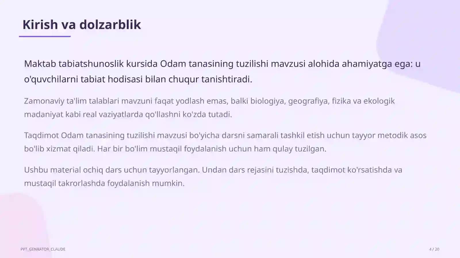 Odam tanasining tuzilishi (2-sinf) 4