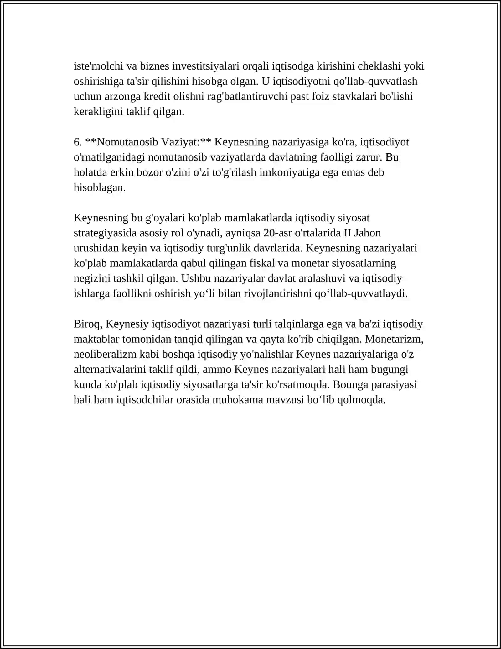 KEYNSCHILIK KLASSIK IQTISODGA MUQOBIL SIFATIDA 4