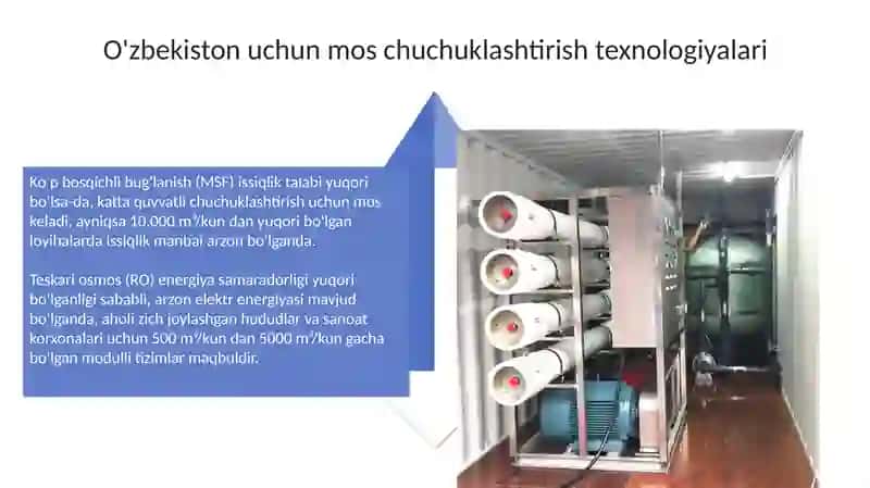 Oʻzbekiston sharoiti da shoʻr suvlar ni chuchuklantirish gʻoyasi 4