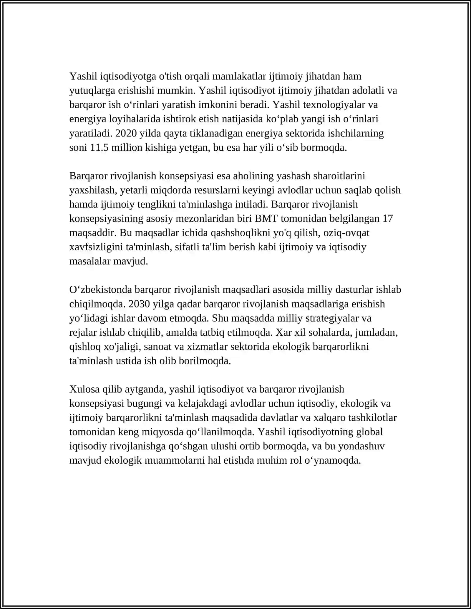 YASHIL IQTISODIYOT (GREEN ECONOMY) VA BARQAROR RIVOJLANISH 4