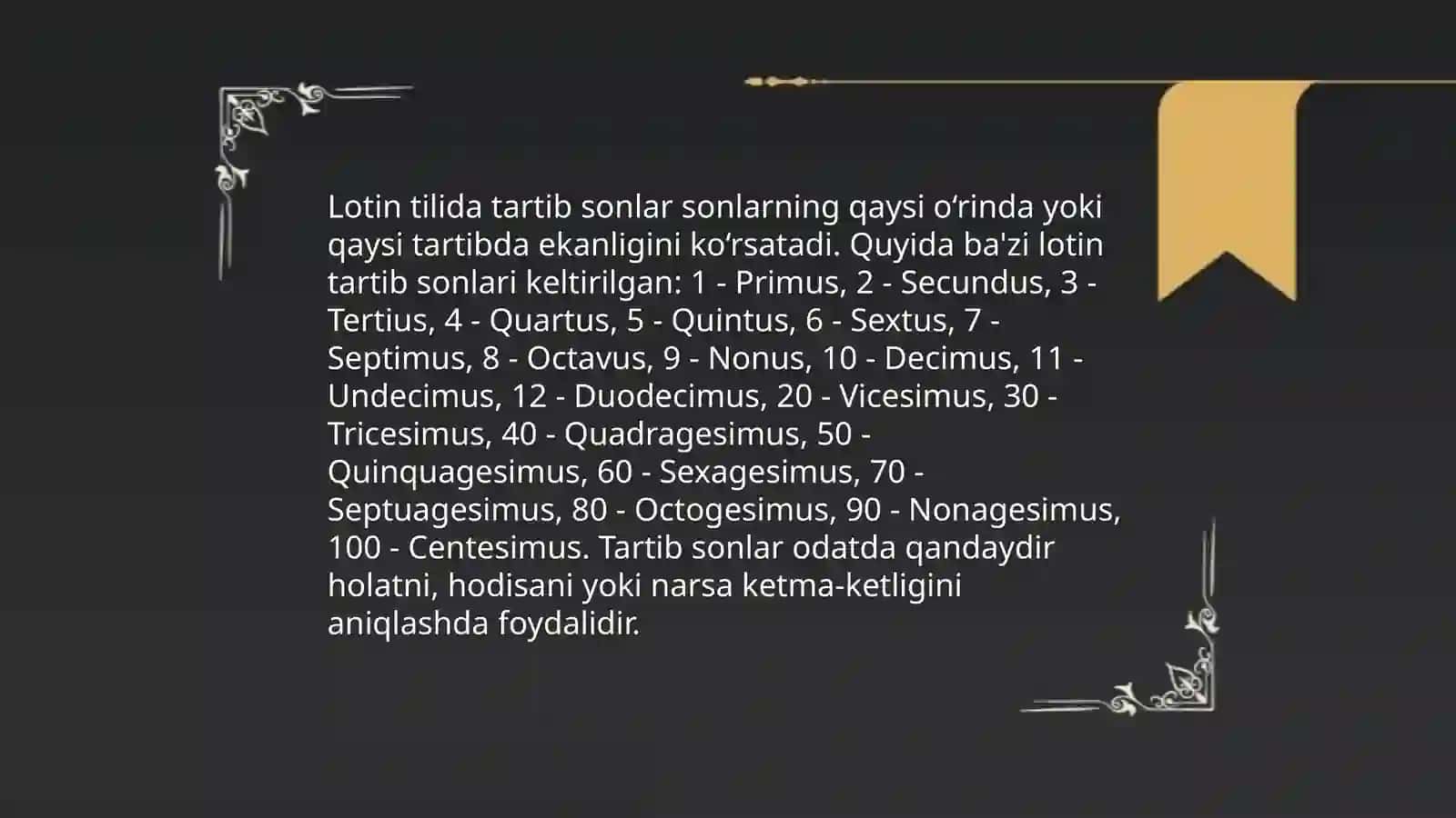 lotin tilida tartib va sanoq sonlar 4