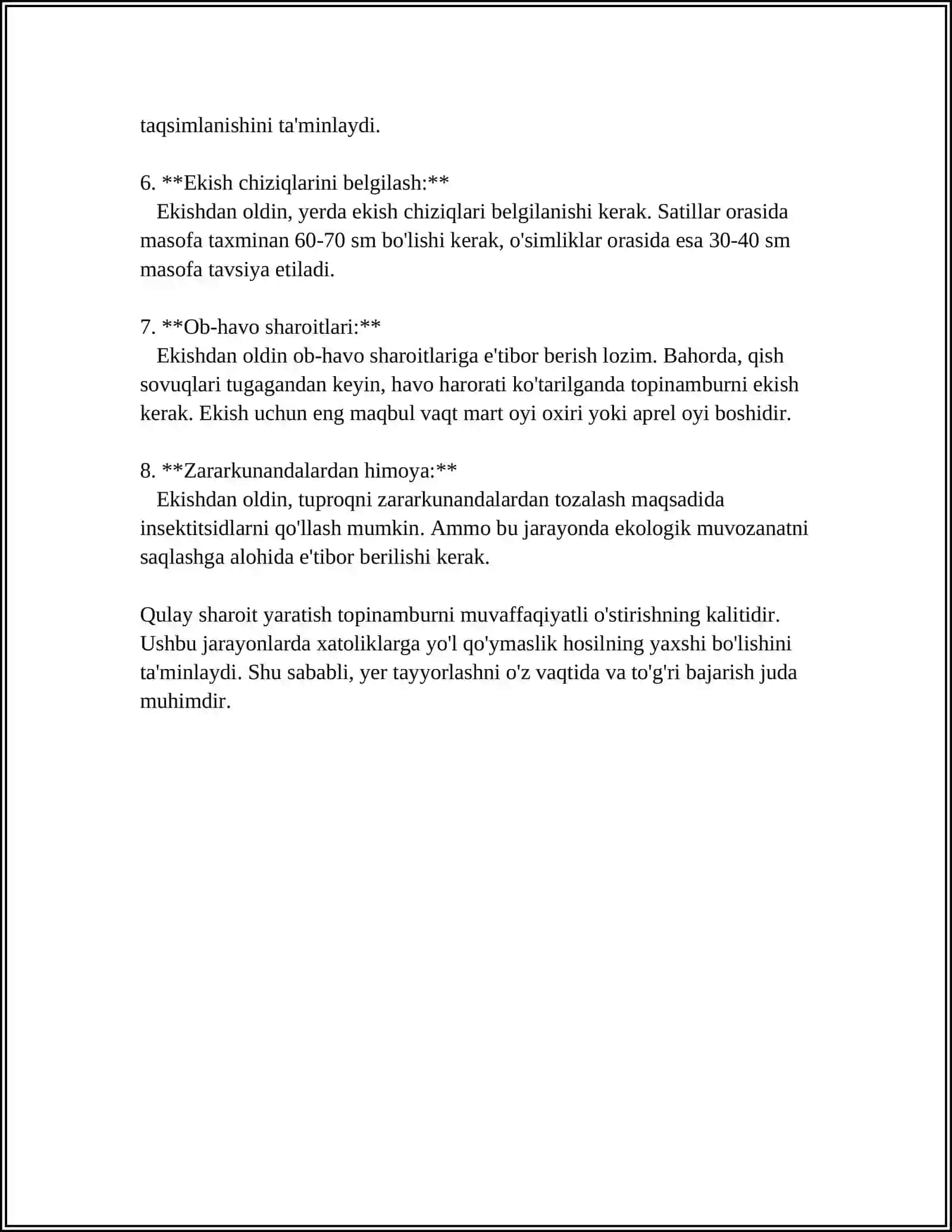 TOPINAMBUR OʻSIMLIGINI YETISHTIRISH TEXNOLOGIYASI 4