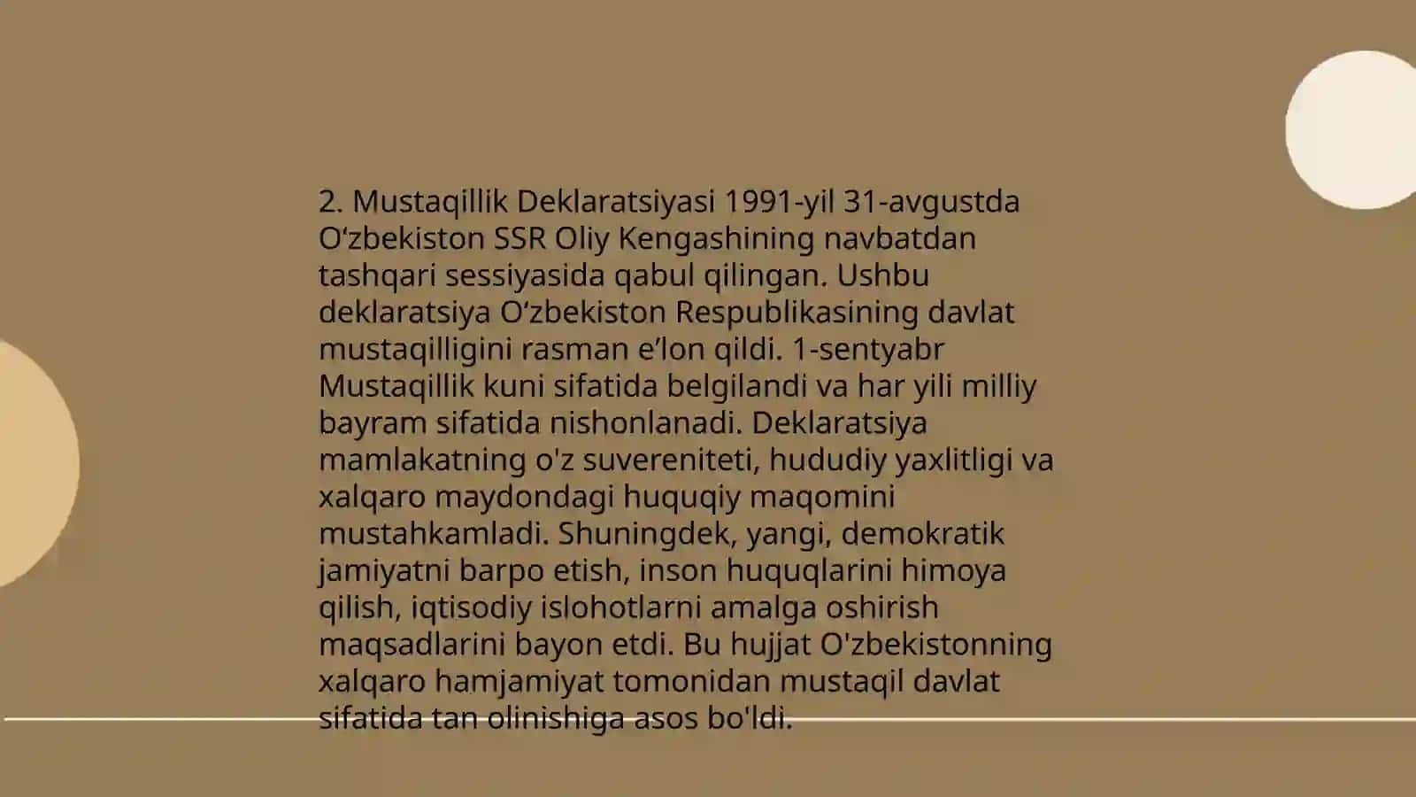 Òzbekiston davlat mustaqilligini qòlga kiritishi va uning tarixiy ahamiyati 4
