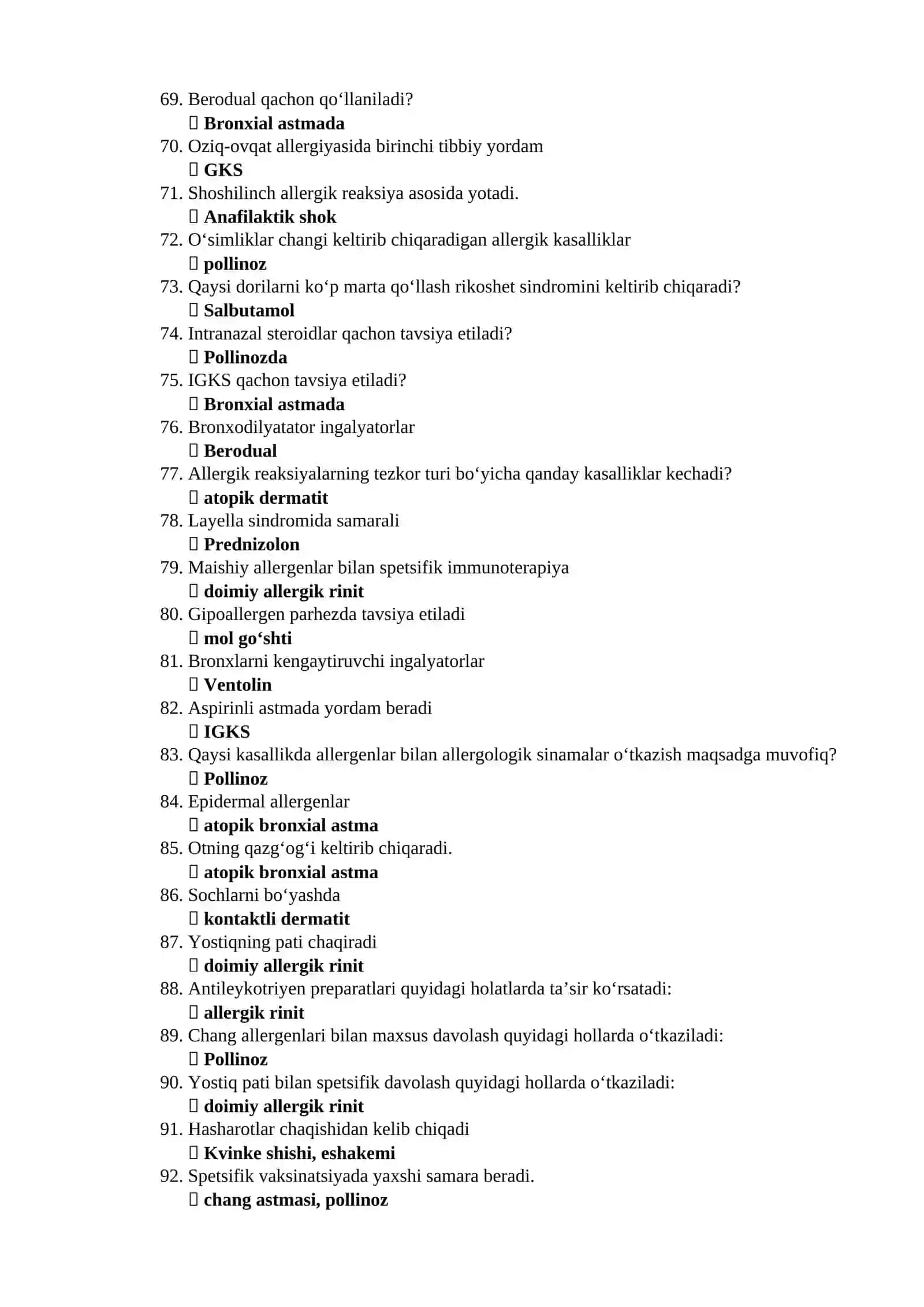 Allergologiya va klinik immunologiya savollar va javoblar 4