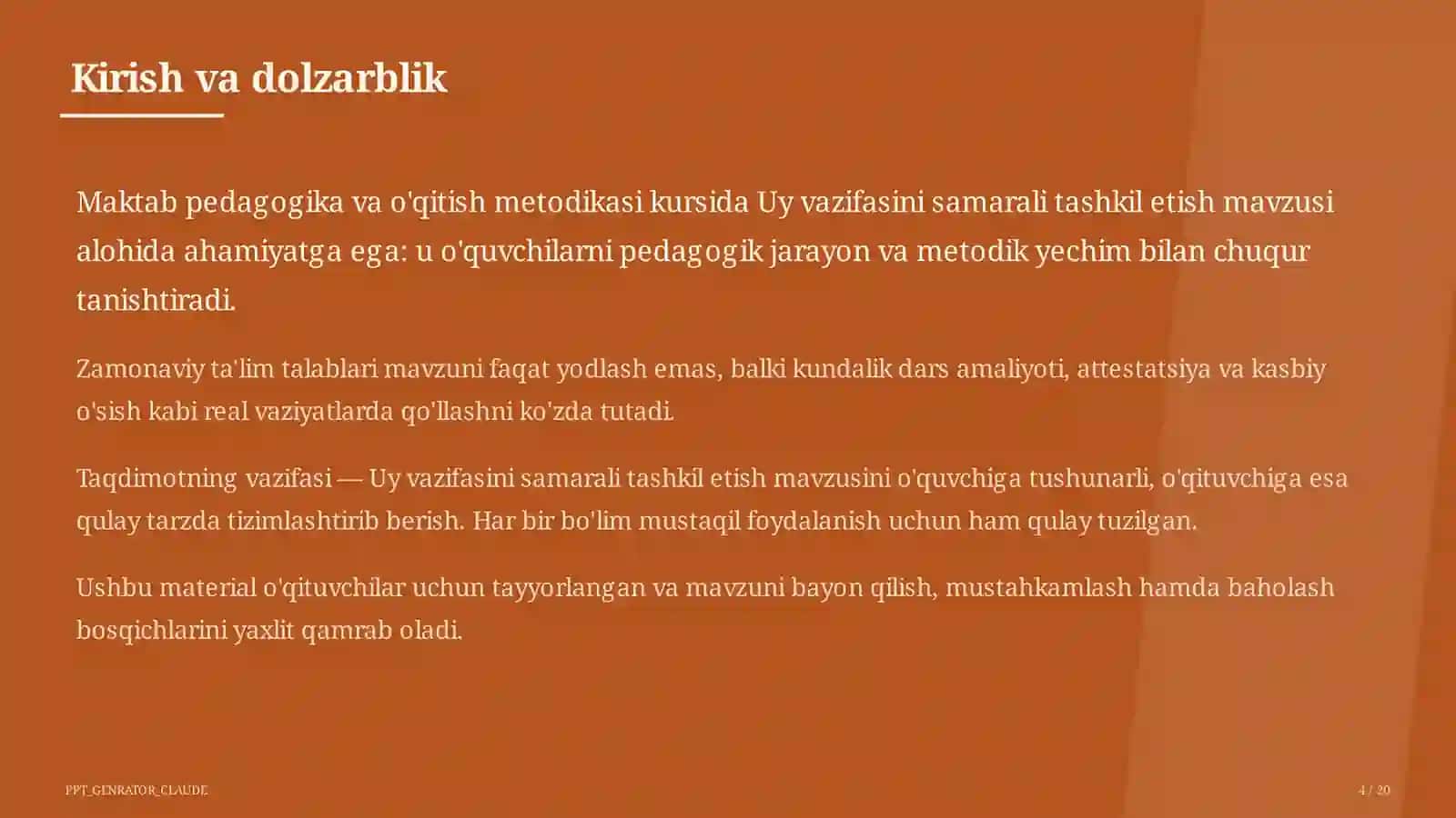 Uy vazifasini samarali tashkil etish 4