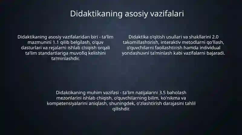 Didaktikaning predmeti,vazifalari va asosiy kategoriyalari 4