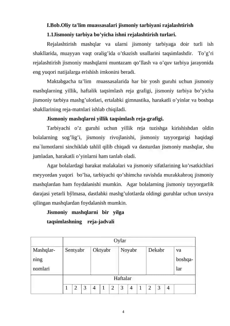 Oliy ta'lim muassasalari jismoniy tarbiyani rajalashtirish 4