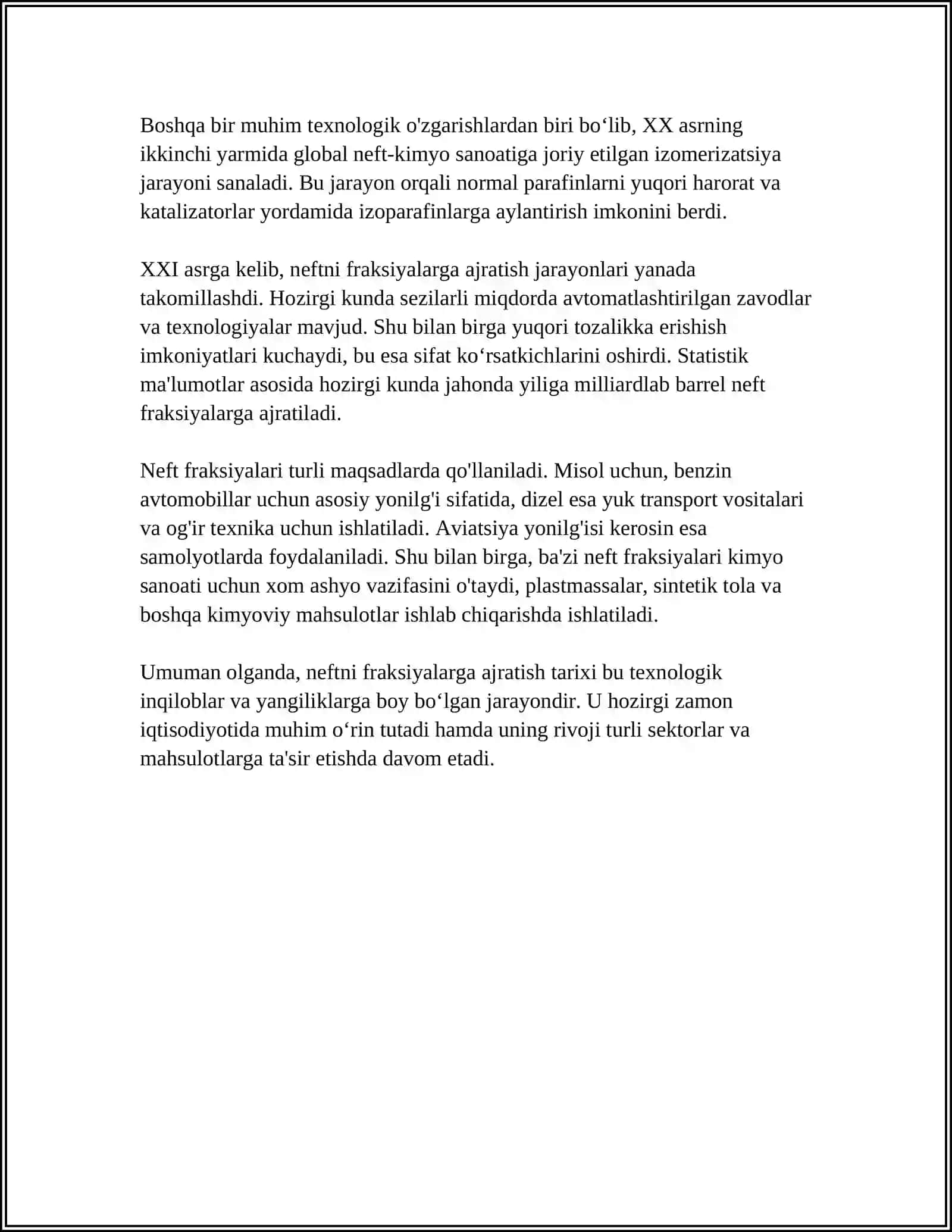 NEFTNI FRAKSIYALARGA AJRATISH JARAYONI 4