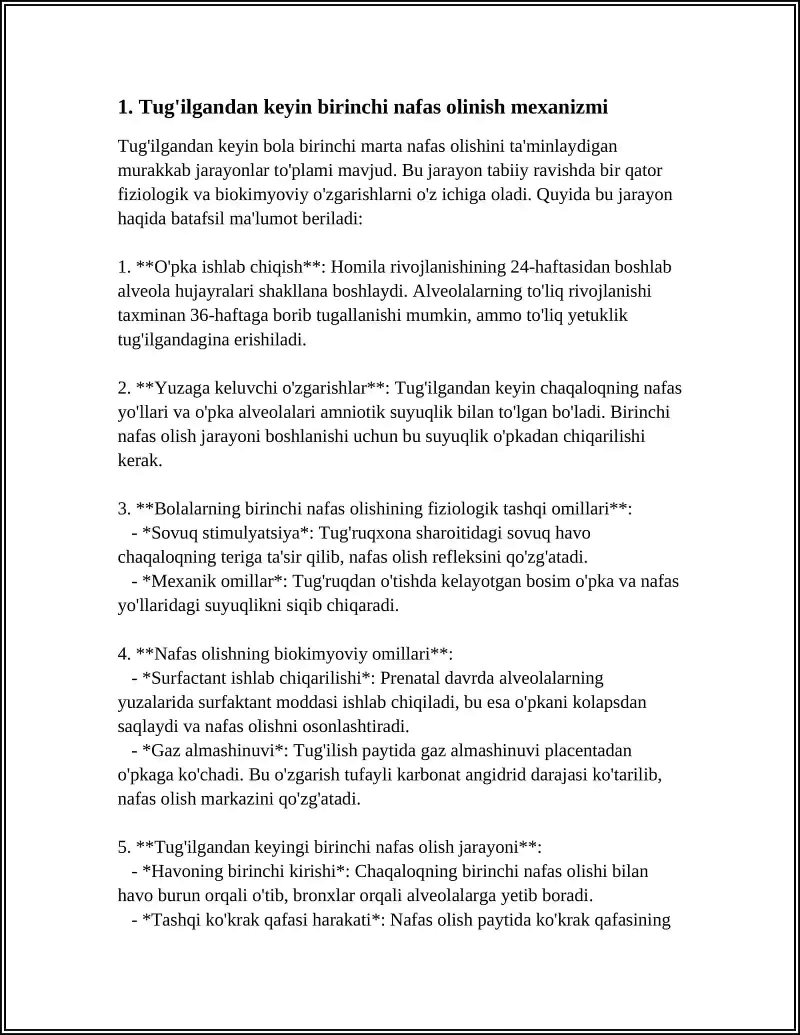 BOLALARDA BIRINCHI NAFAS MEXANIZMI VA YUQORI,O’RTA,PASTKI NAFAS YO’LLARINING ANATOMA-FIZIOLOGIK XUSUSIYATLARI 4