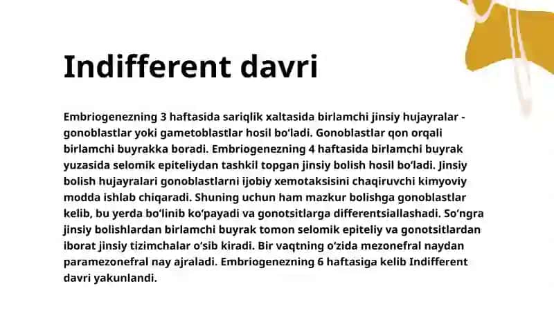 Gistologiya: Jinsiy tizimning embriogenezi 4