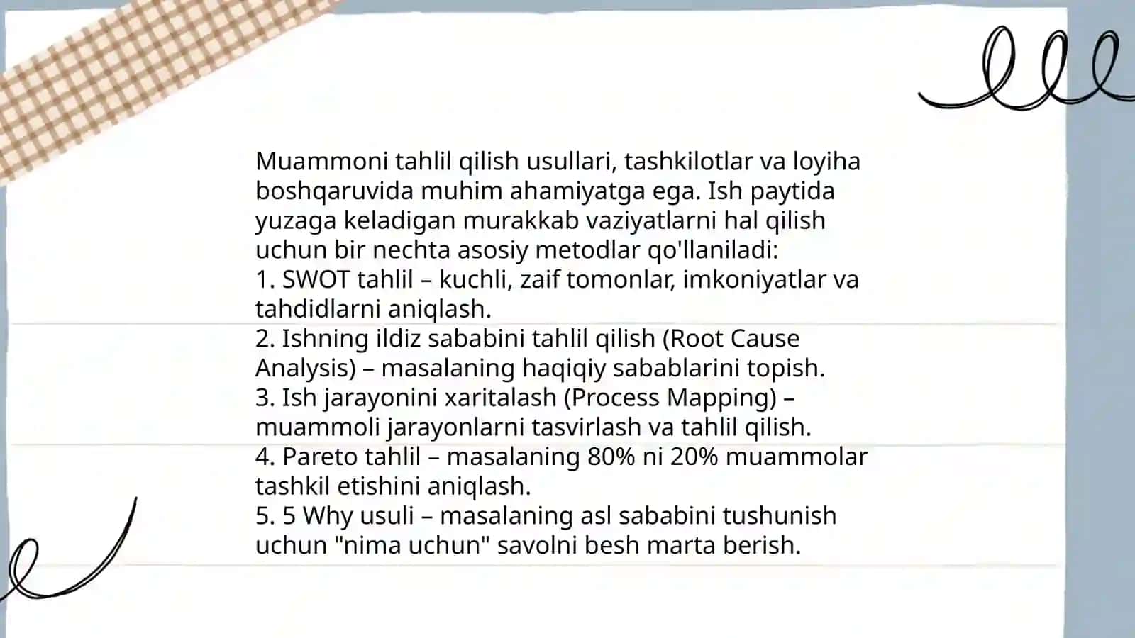 Masala yechishga o'rgatishning umumiy usullari ustida ishlash tagdimot 4