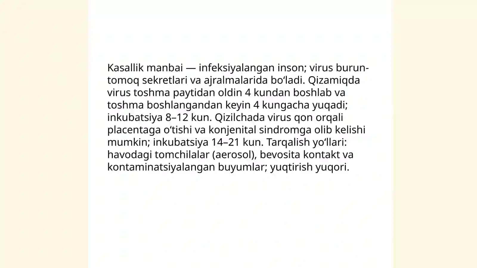 Qizamiq va Qizilcha kasalligi ustidan epidemiologik nazoratni tashkillashtirish va uning mazmuni o‘rgatish 4