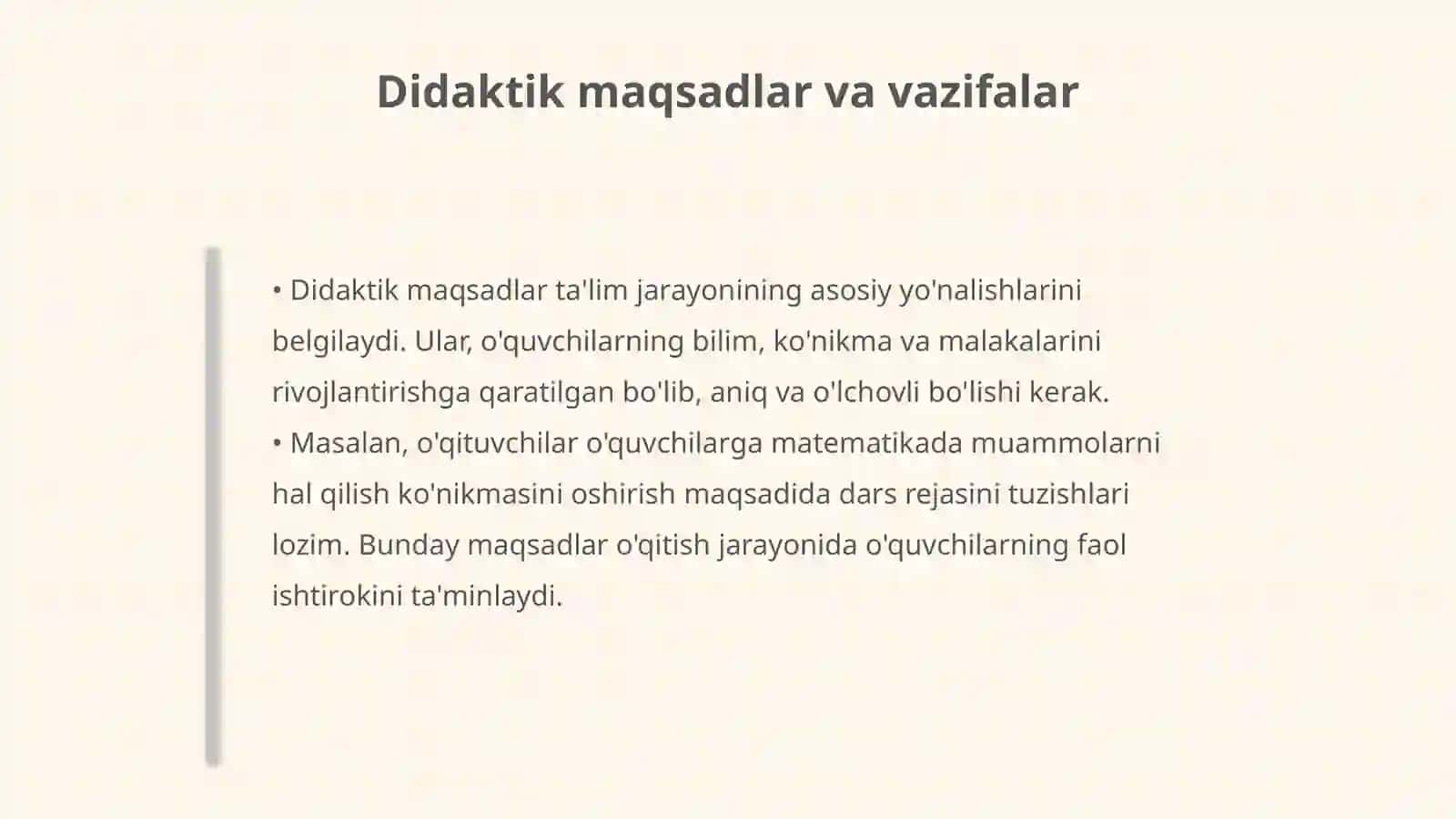 Didaktikaning asosiy kategoriyalari va didaktik tushunchalar tizimi 4