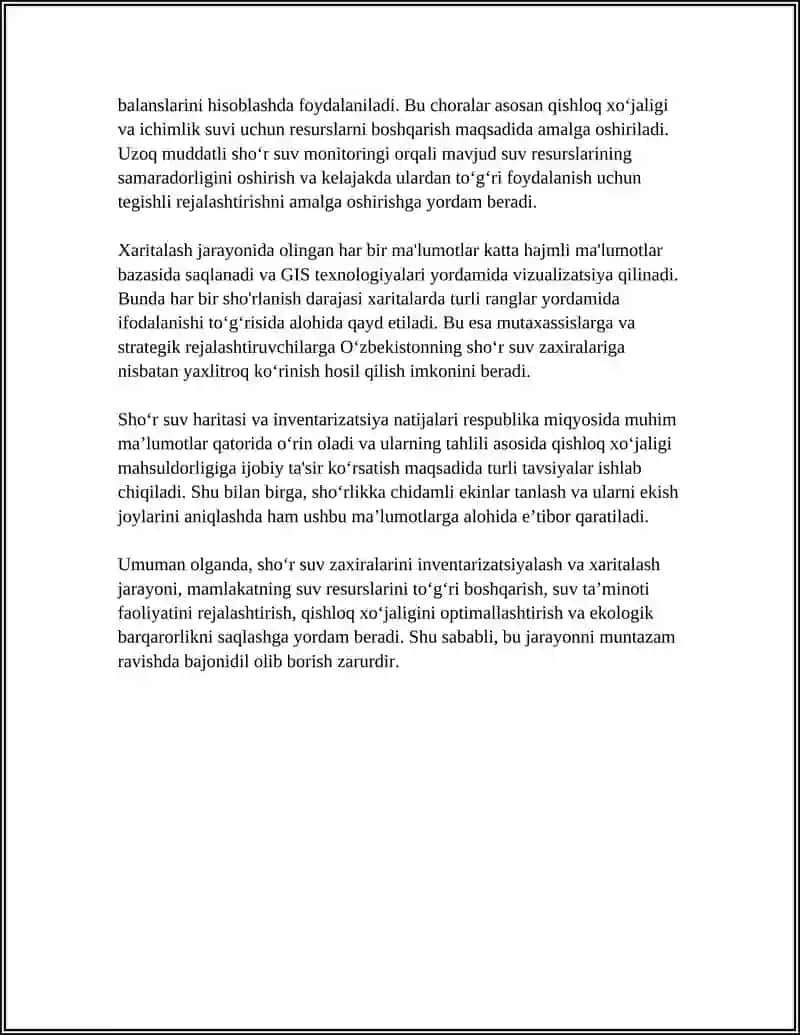 O‘ZBEKISTON SHAROITIDA SHO‘R SUVLARNI CHUCHUK-LASHTIRISH G‘OYASINI YARATISH 4