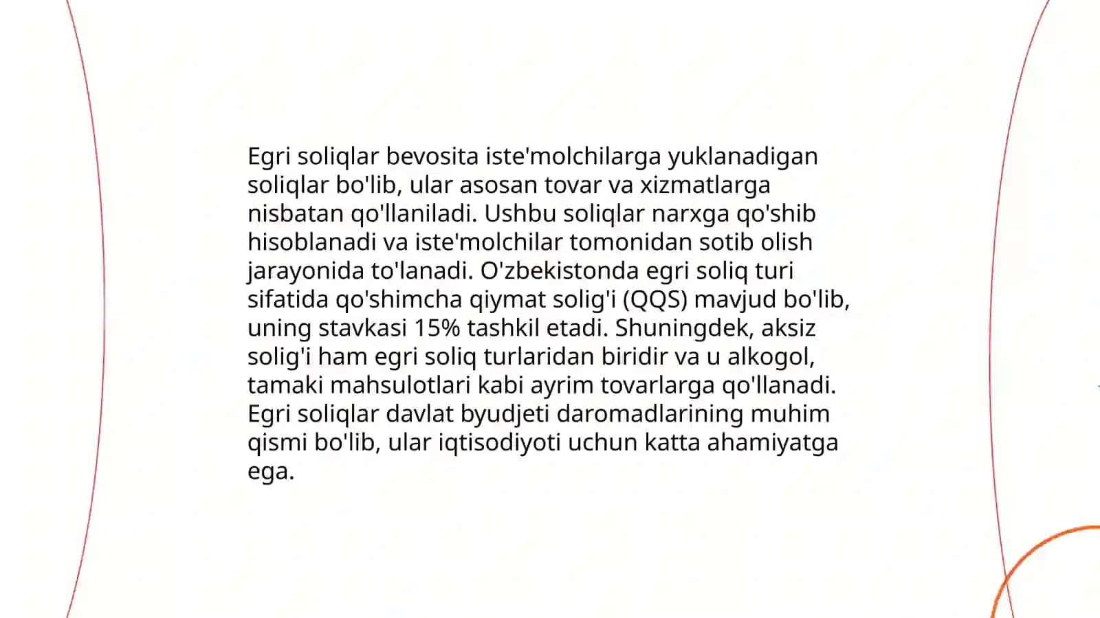 O‘zbekiston Respublikasida amal qiluvchi egri soliqlar, ularni hisoblab chiqarish va to'lash tartibini yanada takomillashtirish 4