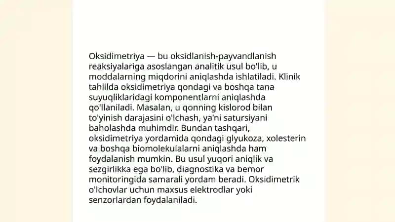 Oksidimetriya usulining klinik labarotoriyalarda qo'llanilishi 4