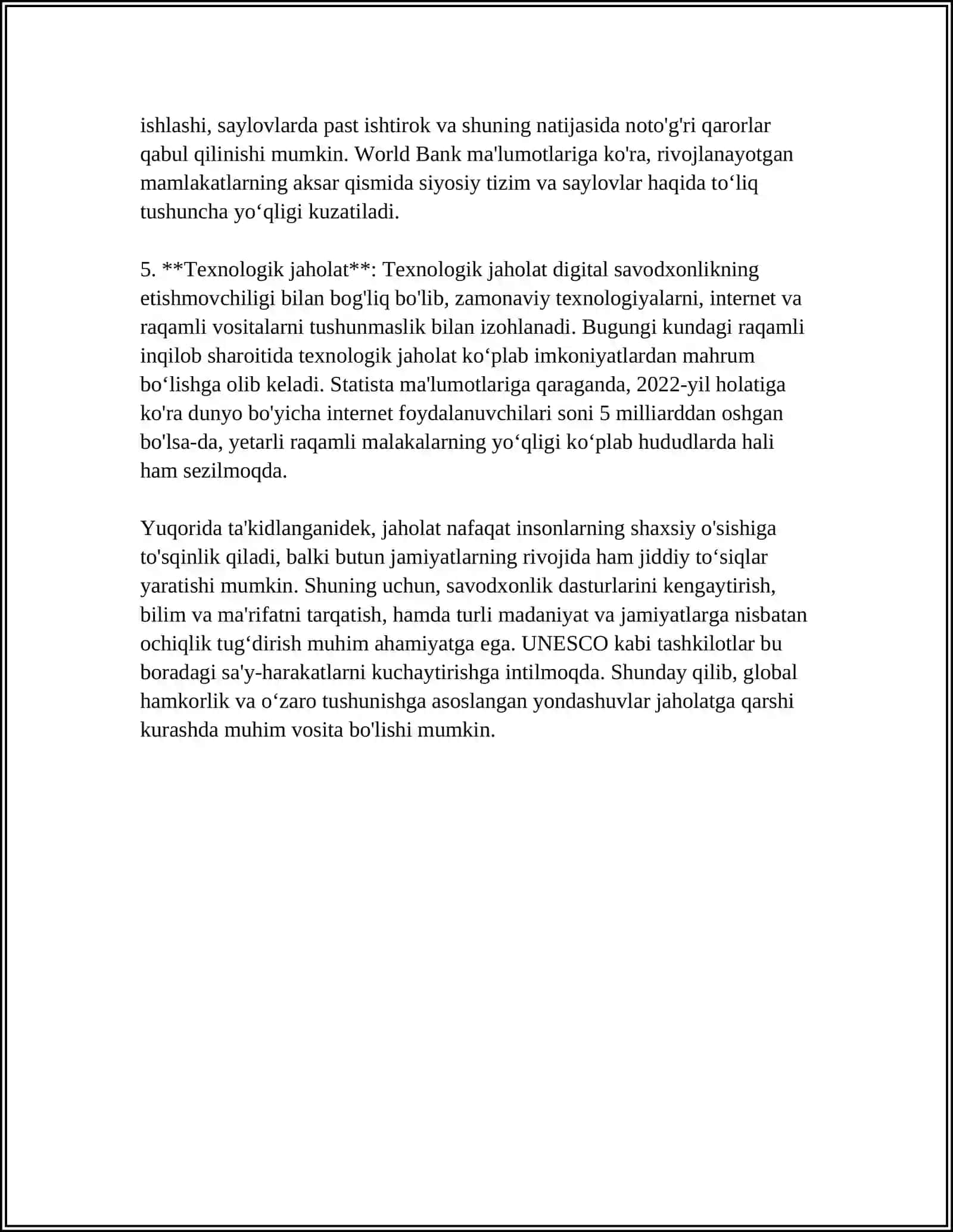 O‘ZBEKISTON RESPUBLIKASI OLIY TA’LIM FAN VA INNOVATSIYA VAZIRLIGI FARGʻONA DAVLAT UNIVERSITETI IQTISODIYOT KAFEDRATSIYASI MUSTAQIL ISH 4