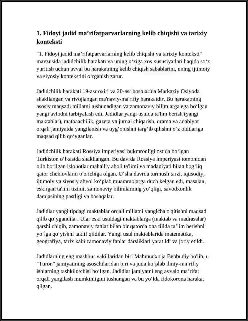 FIDOIY JADID MAʼRIFATPARVARLARNING FAOLIYATI VA ULARNING OʻLKA MAʼRIFIY VA MADANIY HAYOTIDA TUTGAN OʻRNI 4