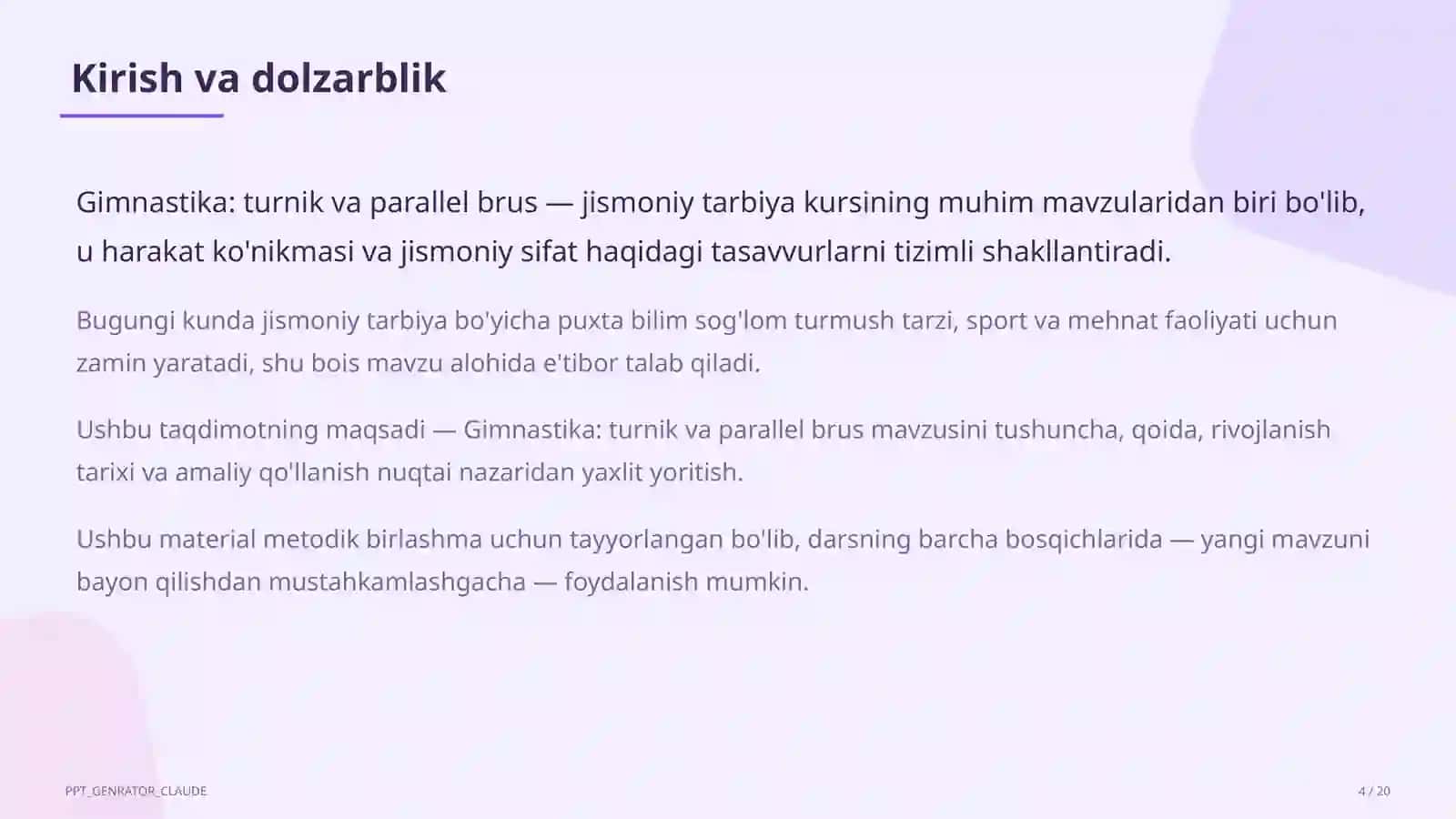 Gimnastika: turnik va parallel brus (6-sinf) 4