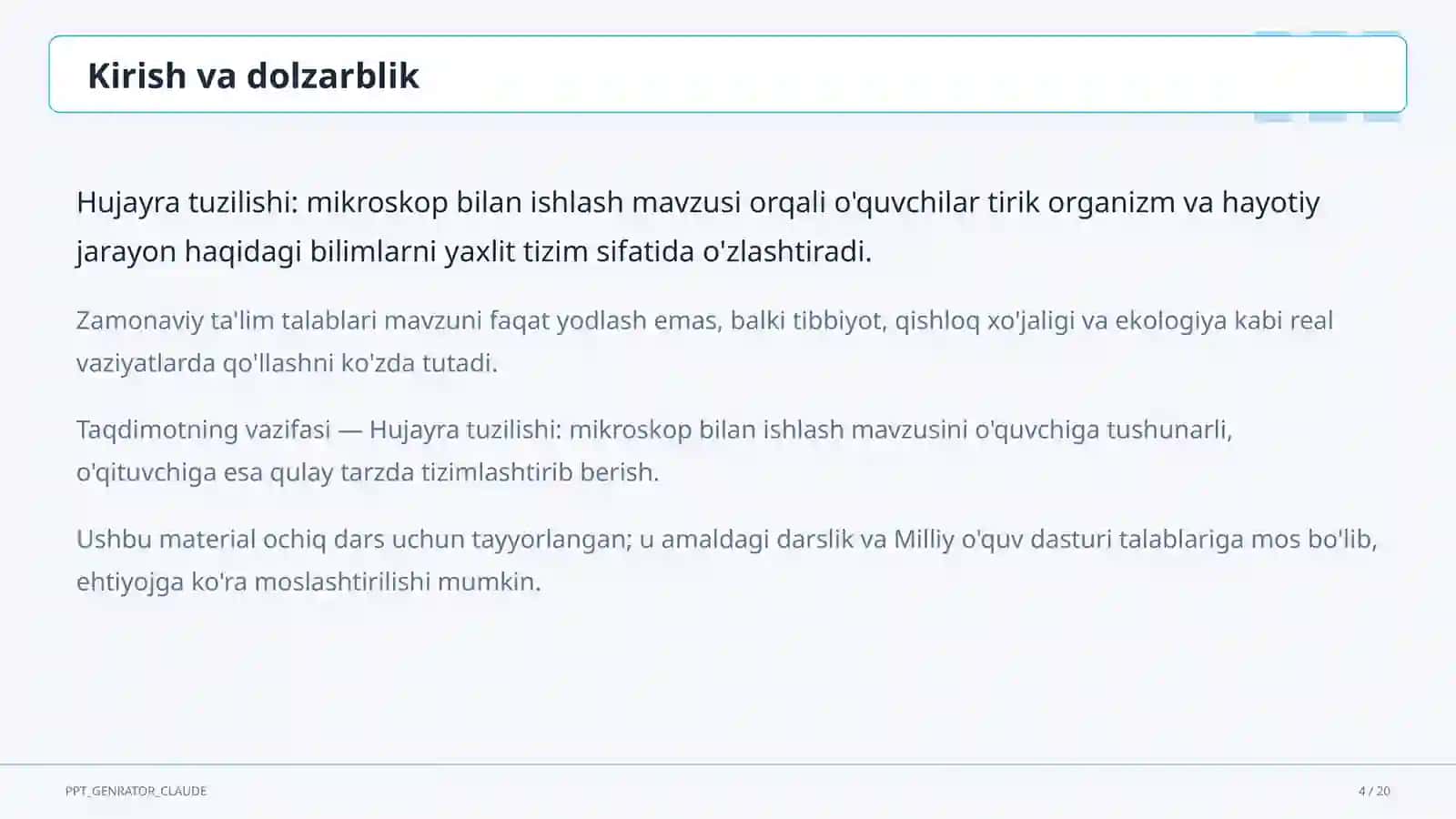 Hujayra tuzilishi: mikroskop bilan ishlash (5-sinf) 4