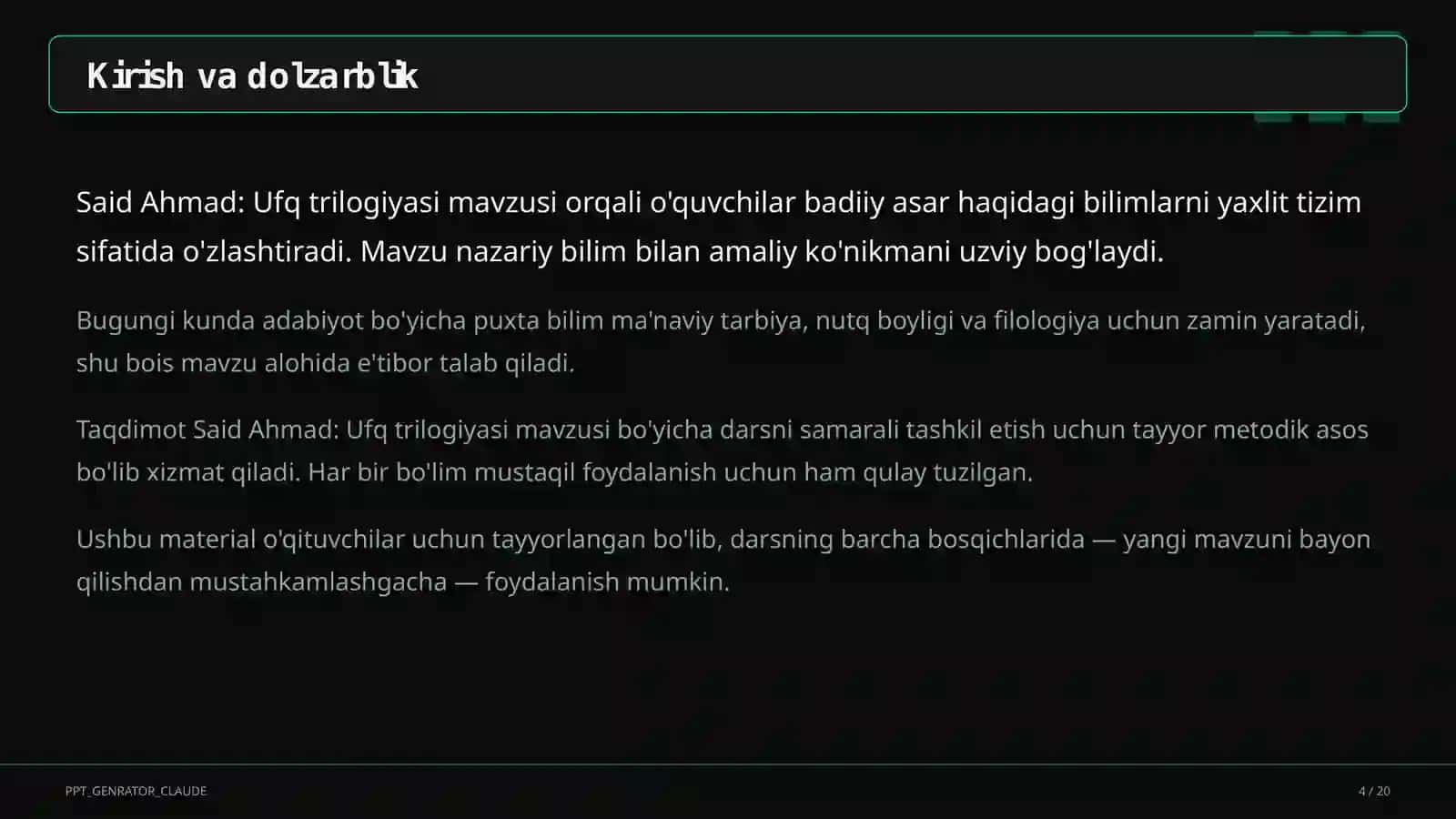 Said Ahmad: Ufq trilogiyasi (11-sinf) 4