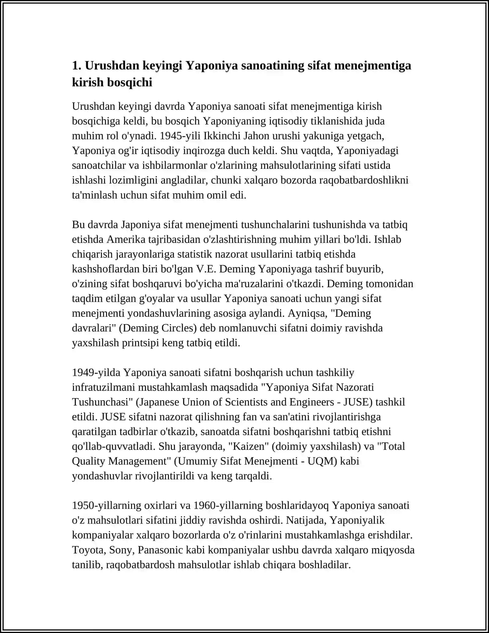 SIFAT MENEJMENTINING URUSHDAN KEYINGI RIVOJLANISH BOSQICHLARI (YAPONIYA SANOATI MISOLIDA) 4