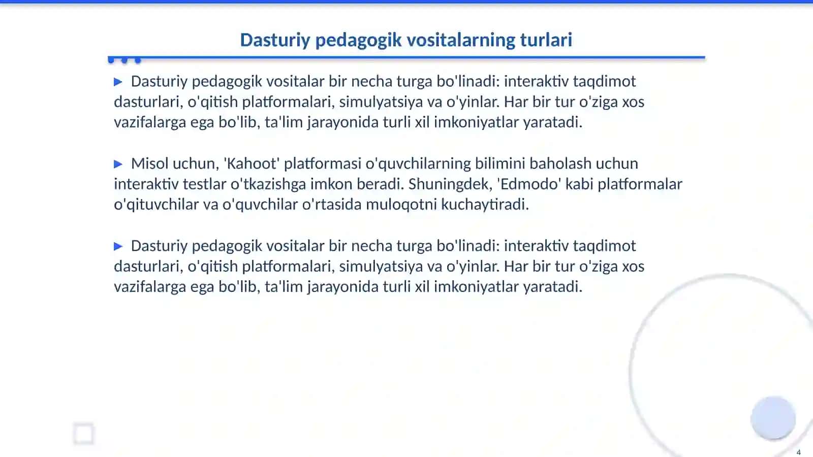 Dasturiy pedagogik vositalar 4