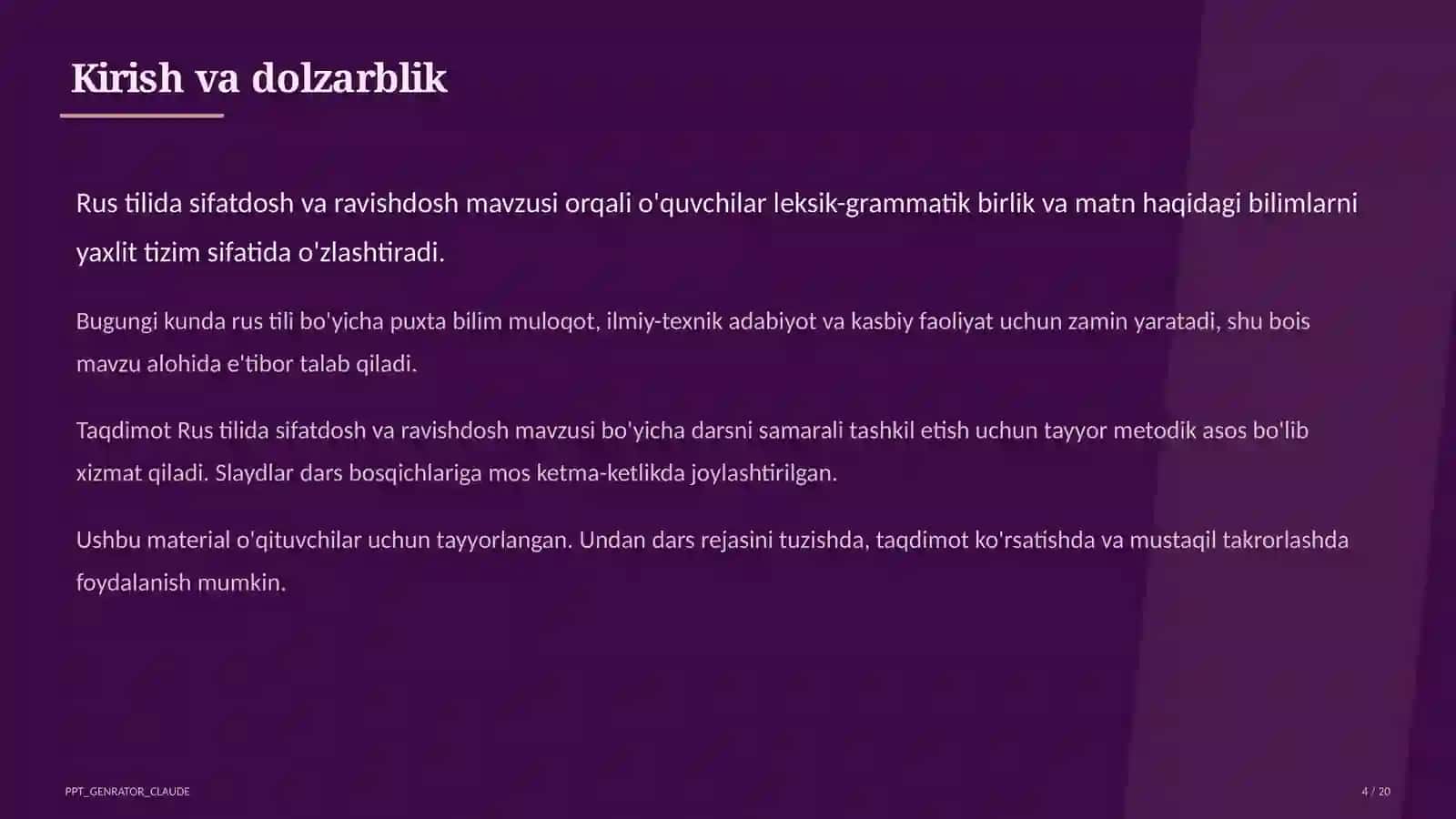 Rus tilida sifatdosh va ravishdosh (7-sinf) 4