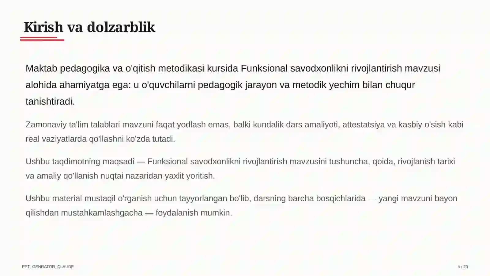 Funksional savodxonlikni rivojlantirish 4