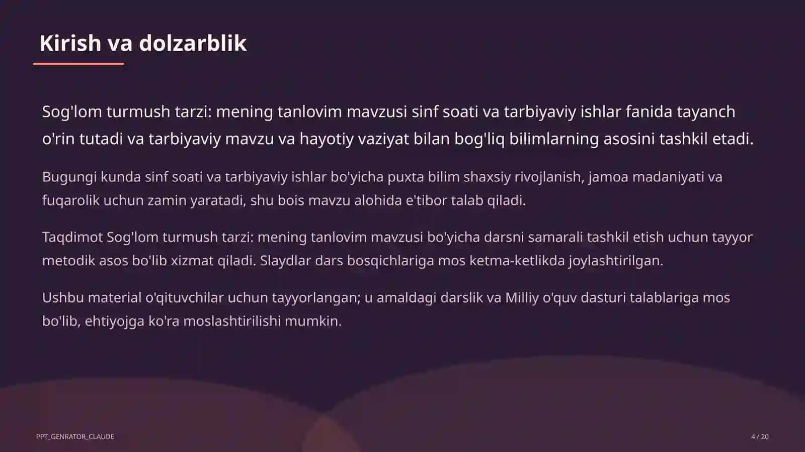 Sog'lom turmush tarzi: mening tanlovim 4