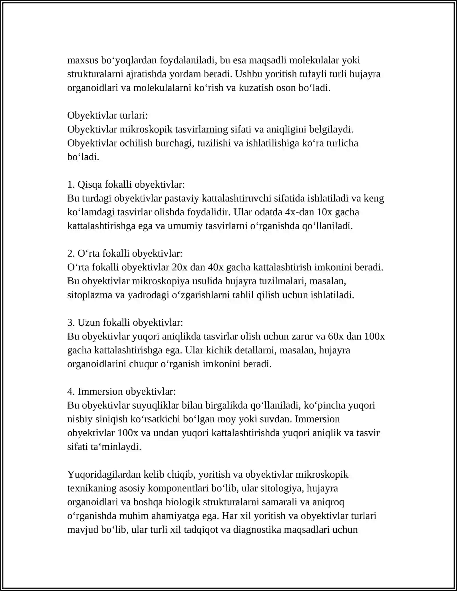MIKRASKOPIK TEXNIKA. SITALOGIYA HUJAYRA ORGANOIDLARI. KIRITMALARNI.YADRO HUJAYRA SIKLI 4