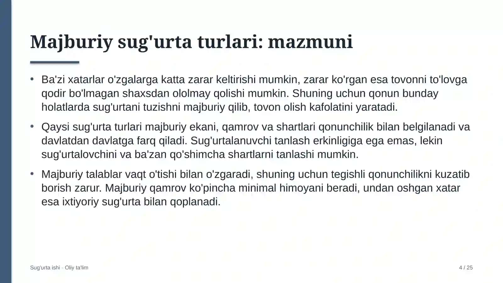 Xususiy bog'chalarda majburiy sug'urta turlari 4