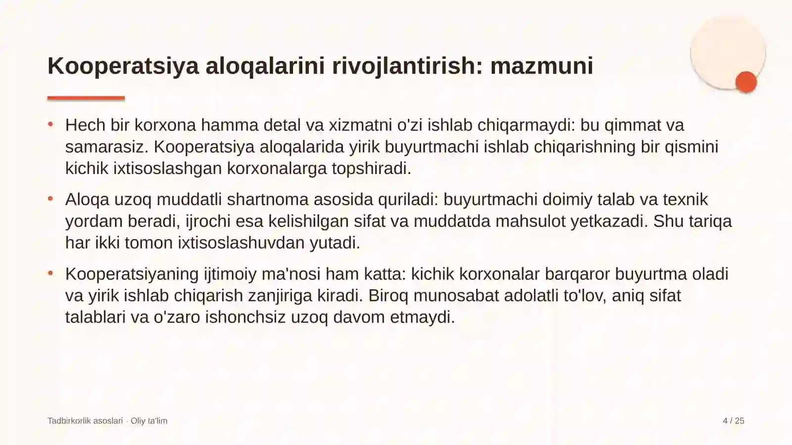 Tadbirkorlik Asoslari · Oliy Ta'lim 4