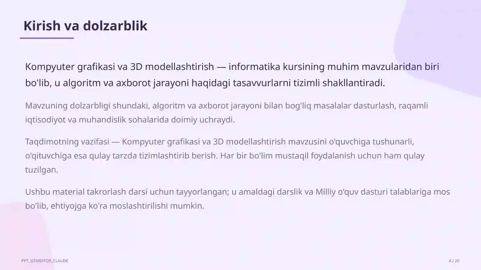 Kompyuter grafikasi va 3D modellashtirish (10-sinf) 4