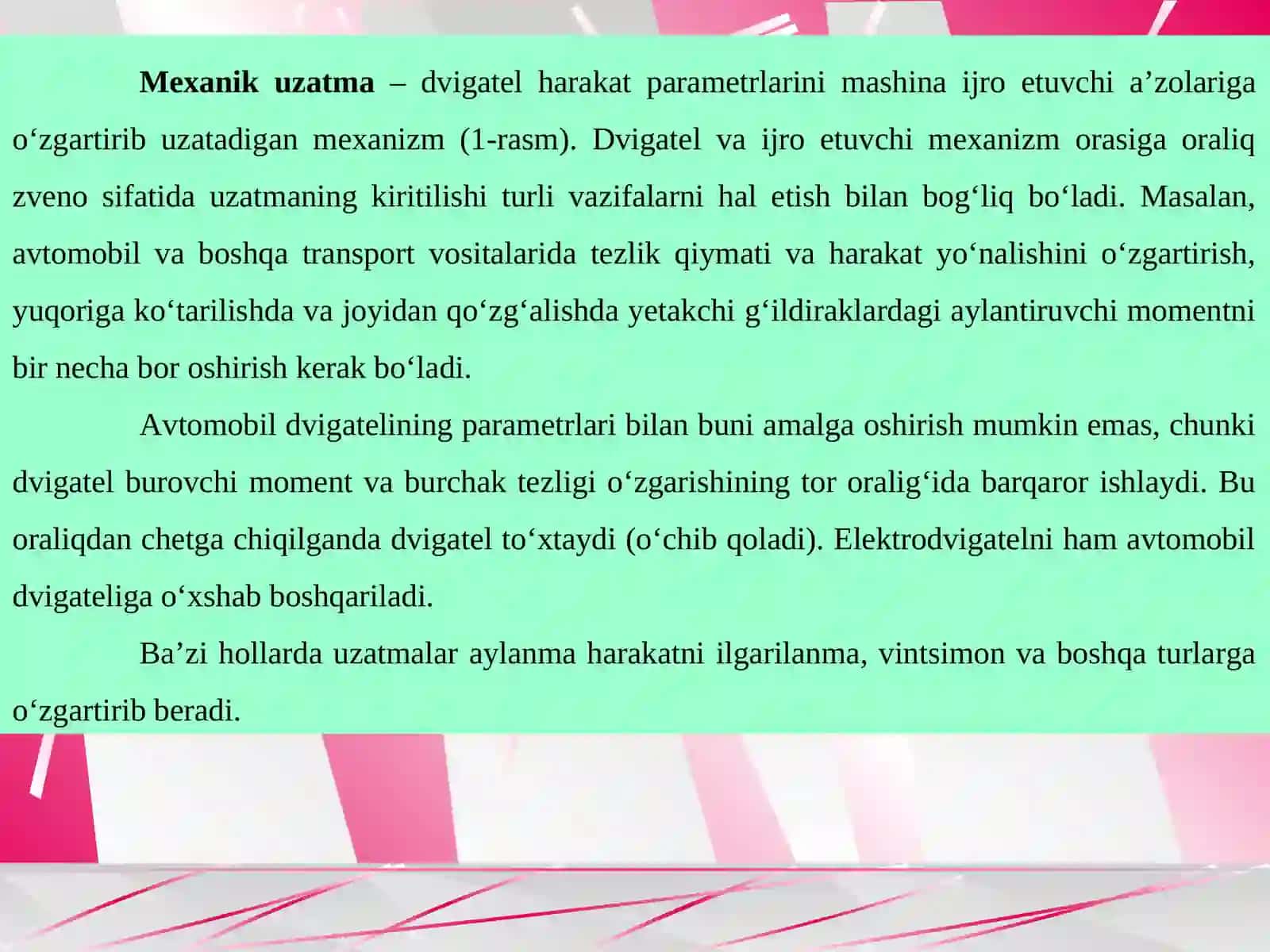 Yuritmalarni kinematik hisoblash 4
