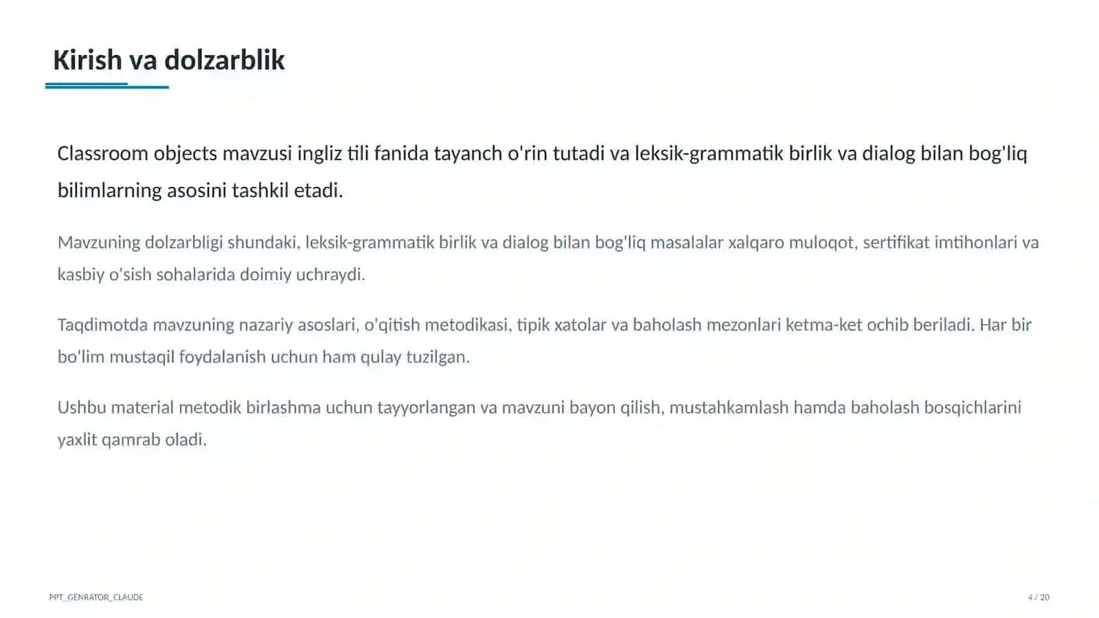Classroom objects (2-sinf) 4