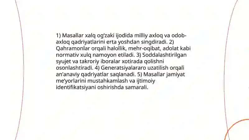 Xalq og'zaki ijodining xalq qadriyatlarining tarkibiy qismi sifatida 4