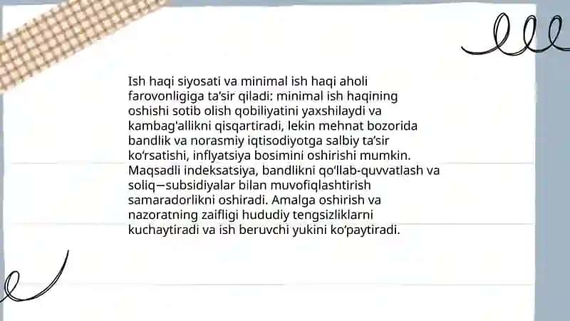 Aholi faravonligini oshirishda aholining turmush darajasi va daromadlar hamda ularni davlat tomonidan tartibga solish muammolari 4