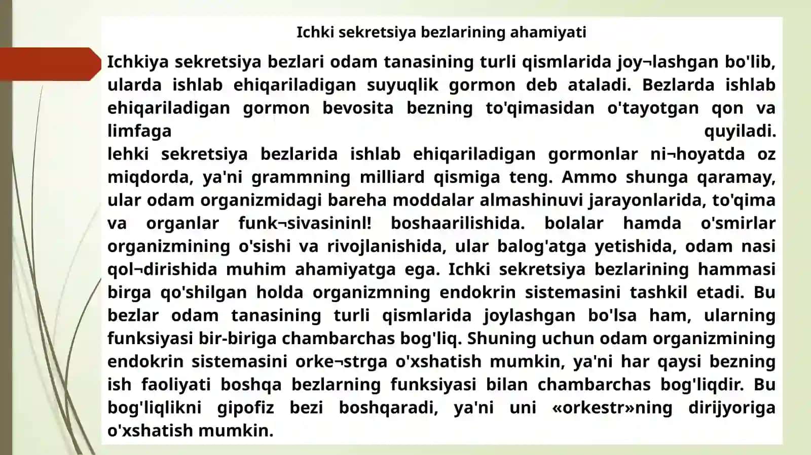 ICHKI SEKRETSIYA BEZLAR HAQIDA QISQACHA MA’LUMOT 4