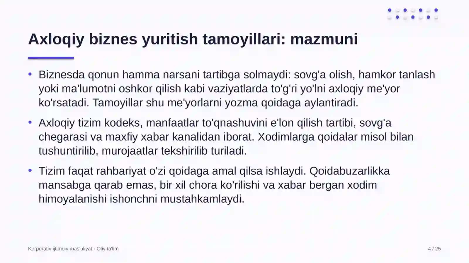 Korporativ ijtimoiy mas'uliyat · Oliy ta'lim 4