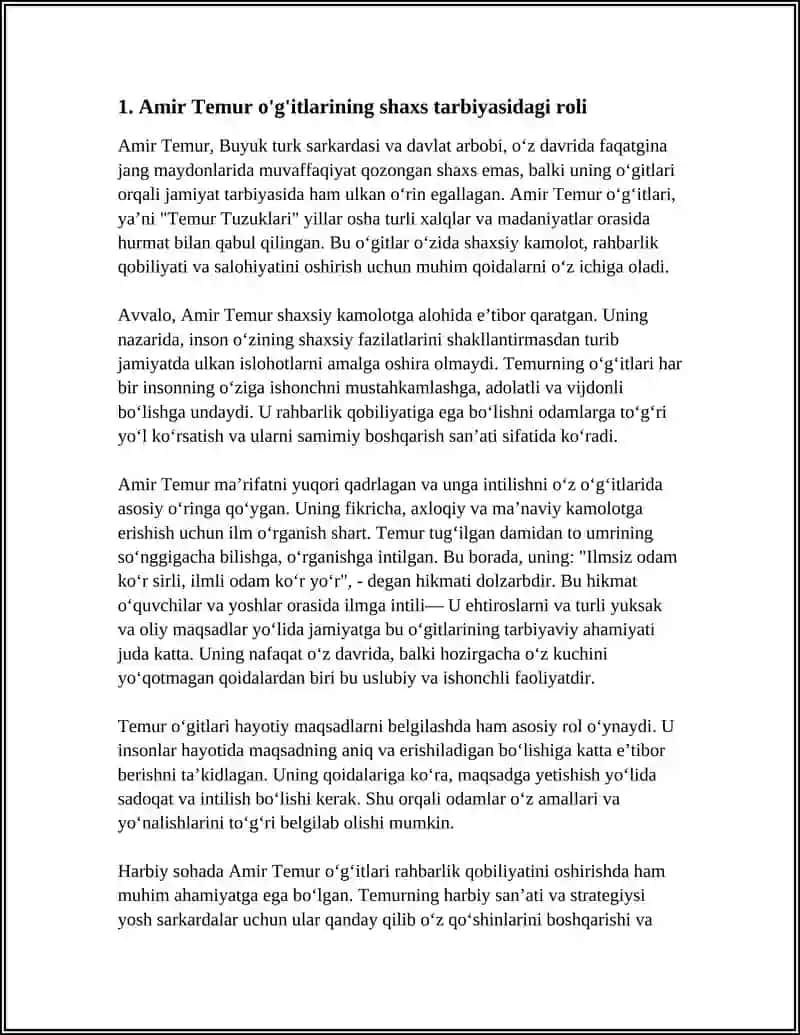 AMIR TEMUR O'GITLARINING TARBIYAVIY AHAMIYATI 4
