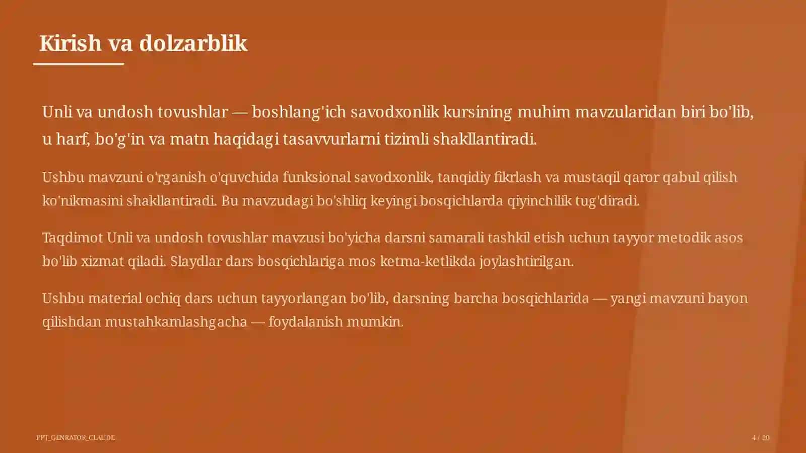 Unli va undosh tovushlar (1-sinf) 4