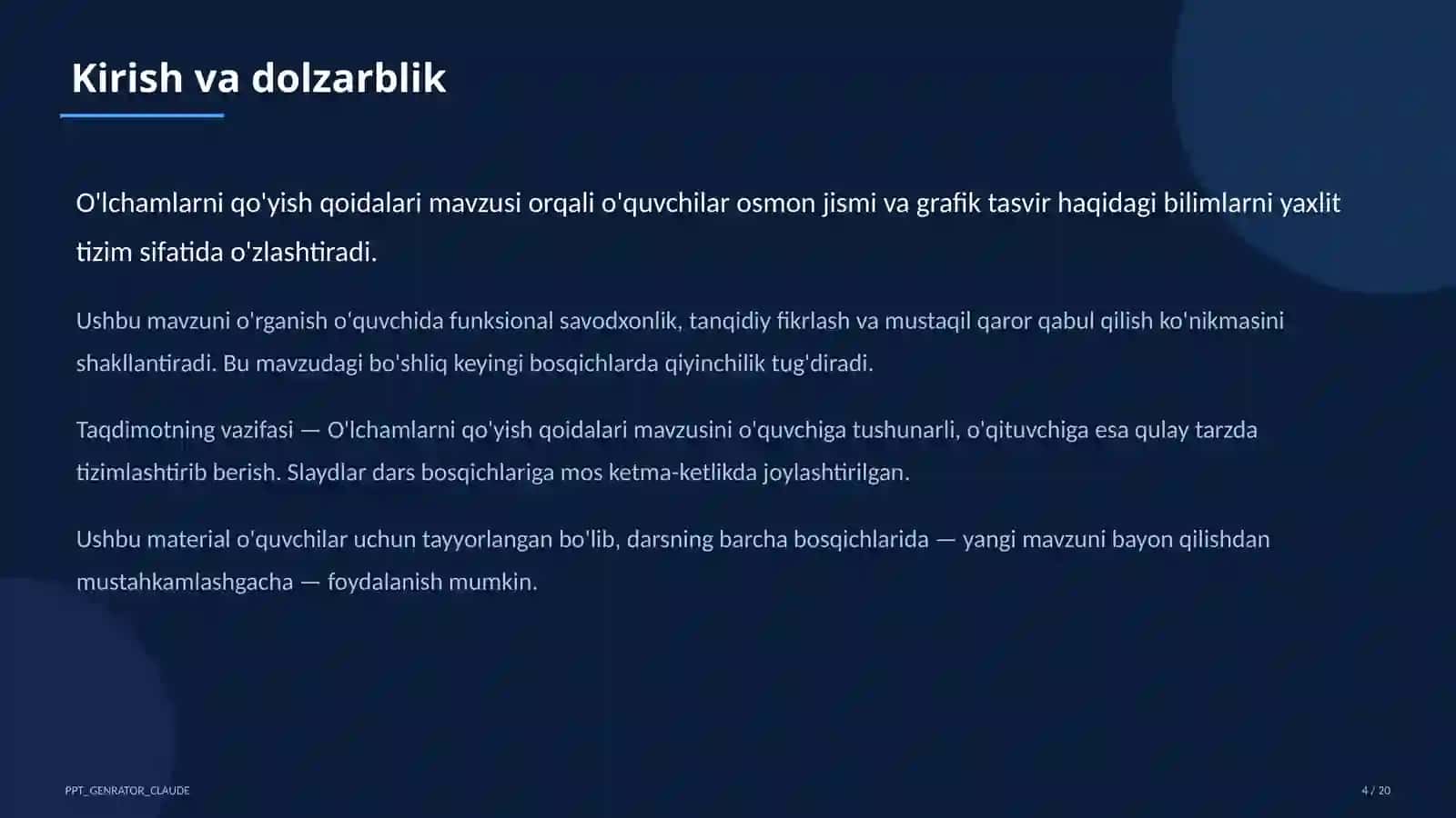 O'lchamlarni qo'yish qoidalari (8-sinf) 4