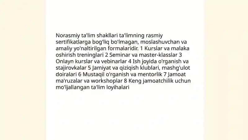 Ta'lim turlari va ta'limni tashkil etish shakllari 4