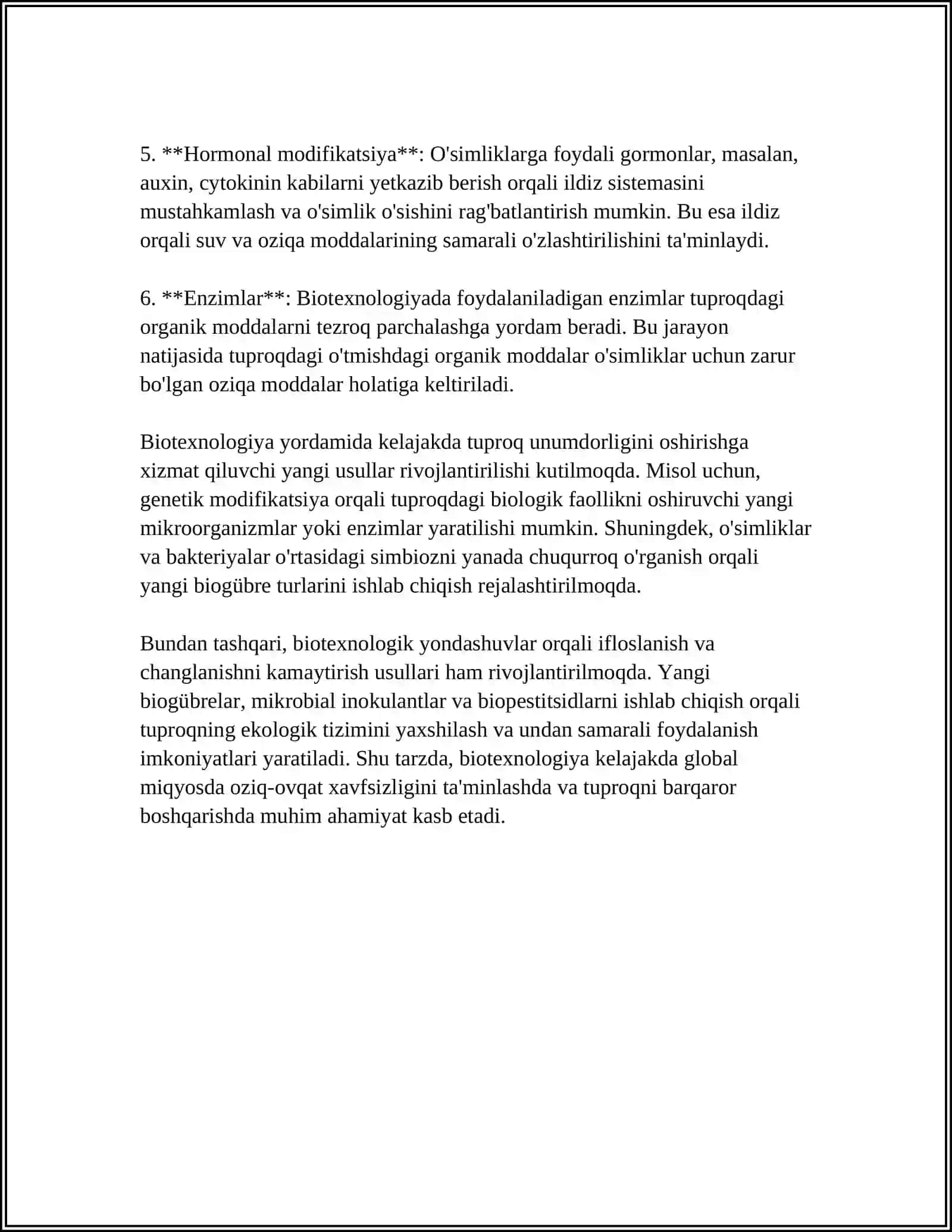 DUNYODA QISHLOQ XÒJALIK BIOTEXNOLOGIYASINING AHAMIYATI 4