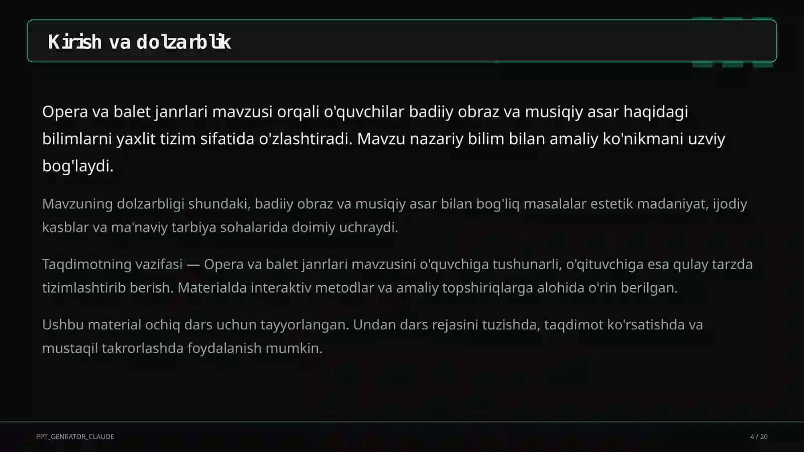 Opera va balet janrlari (6-sinf) 4