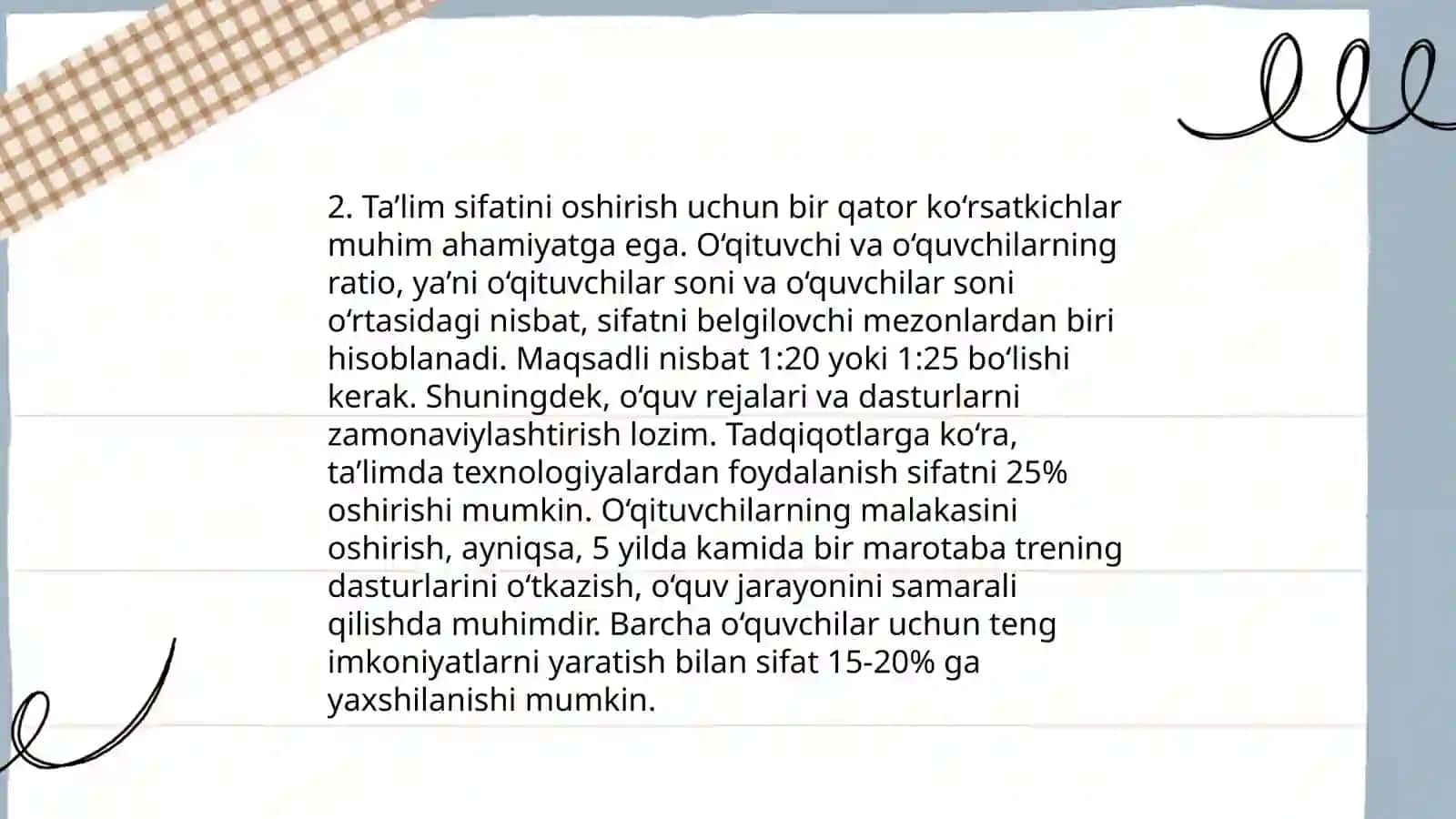 O‘zbekiston Respublikasi Prezidentining 2019-yil 8-oktabrdagi “O‘zbekiston Respublikasi oliy ta’lim tizimini 2030-yilgacha rivojlantirish konsepsiyasini tasdiqlash to‘g‘risida”gi PF-5847-son Farmoni 4