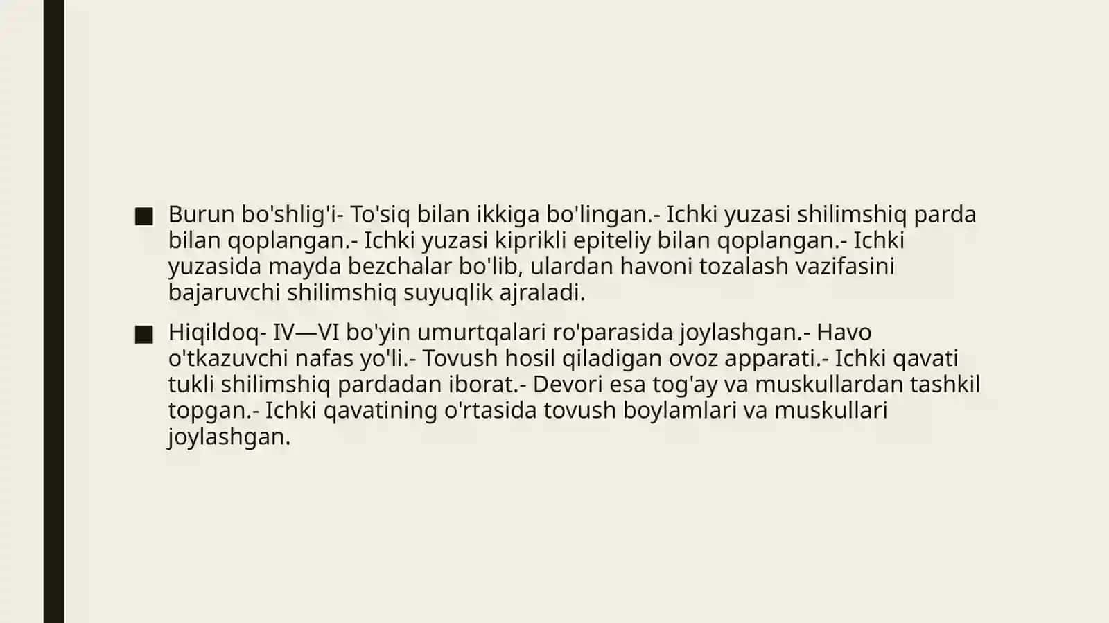 Nafas olish tizimi a’zolarining qiyosiy gistalogik tavsifi 4