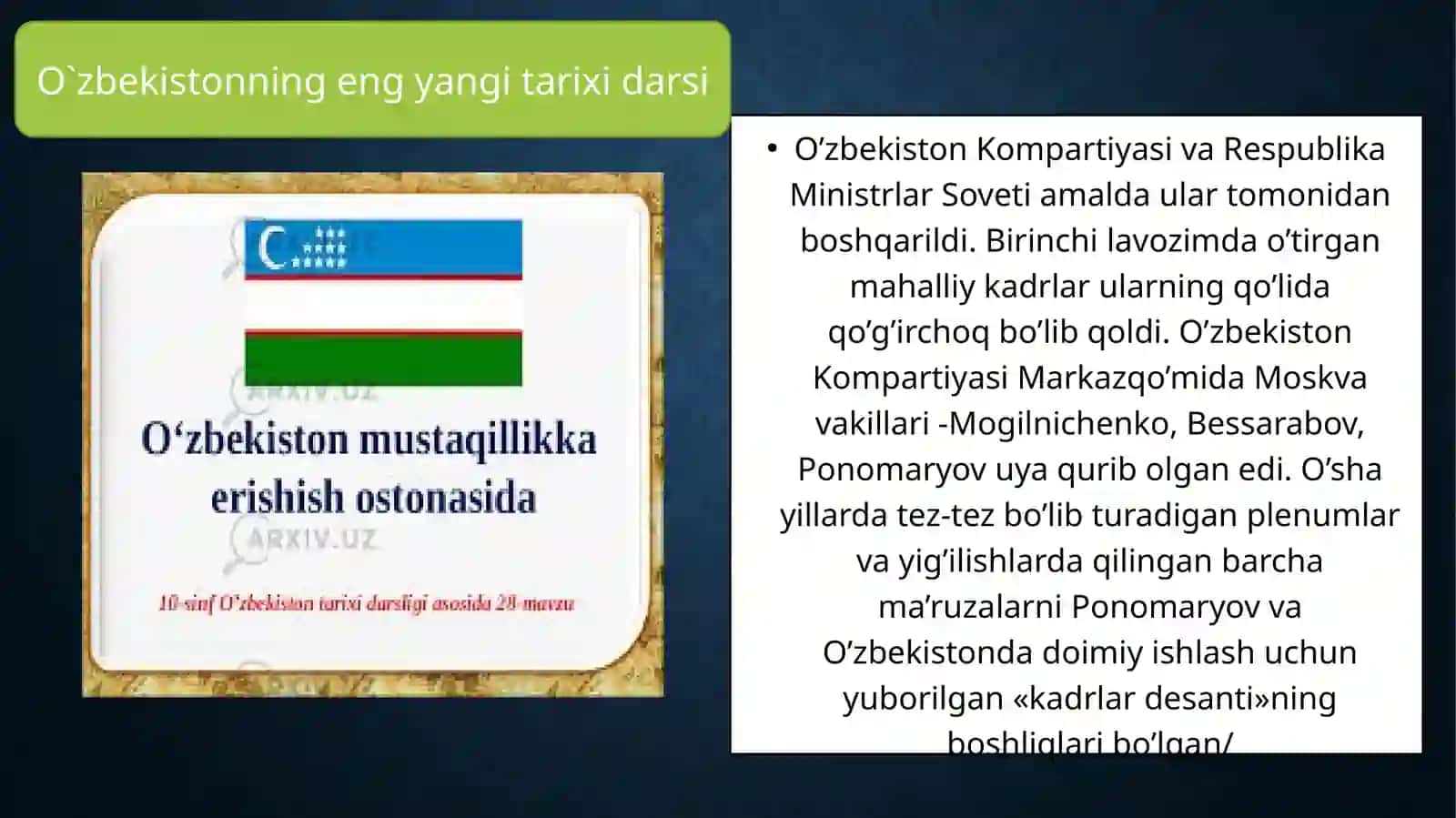 Mustaqillikka erishish arafasida O‘zbekistondagi ijtimoiy-siyosiy jarayonla 4