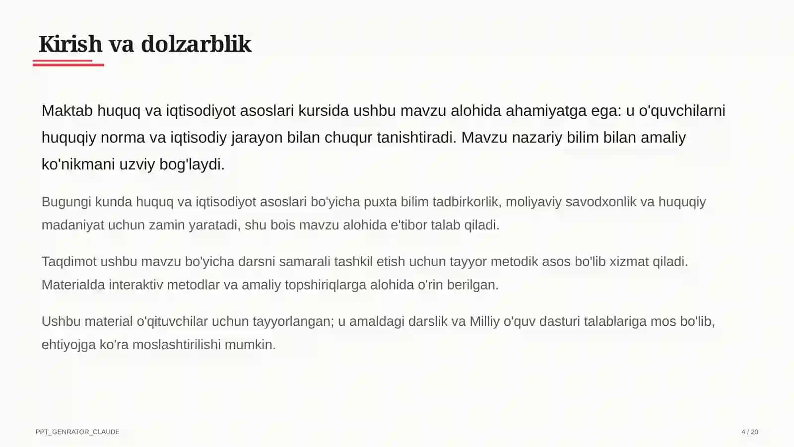 Huquq va iqtisodiyot asoslari (9–11) 4